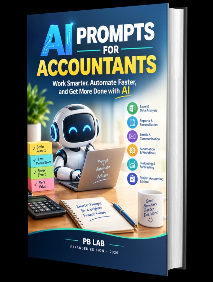 AI Prompts for Accountants — The Complete Workflow Guide by PB Lab (book cover)